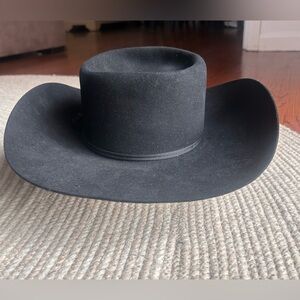 Vintage Beaver Brand Black Cowboy Hat 7X Fur Felt – Western Style | Size 6 7/8